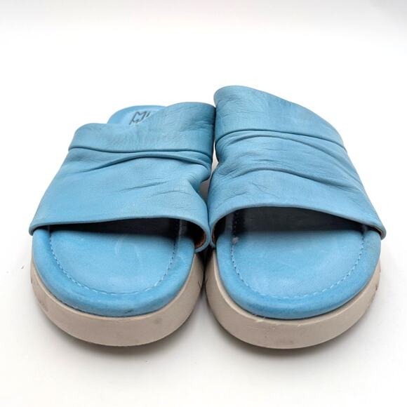 Miz Mooz Claribel Leather Slide Sandals Women's Teal Blue Size US6.5 EU37 - Picture 2 of 10